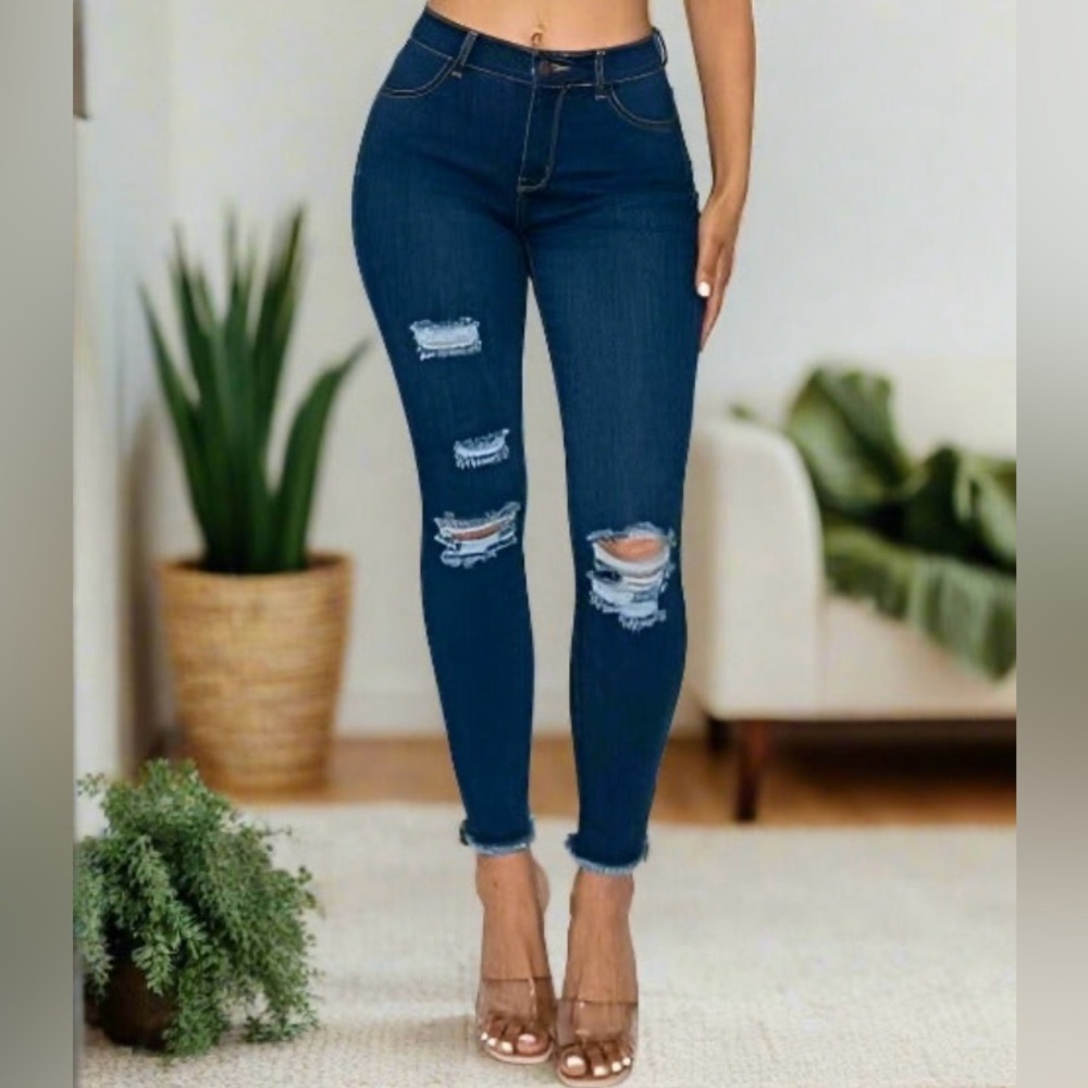 NEW Ripped Jean, Distressed Dark Wash Encore Denim Pants, Plus 1xl/2xl/3xl